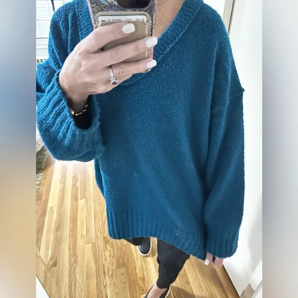 Free People Brookside Sweater Tunic in Blue